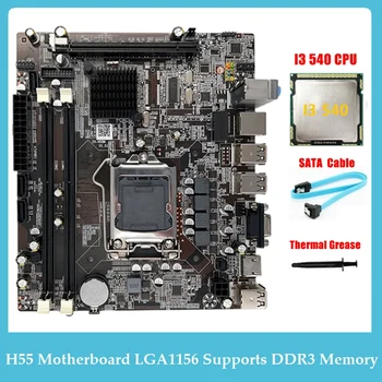 H55 Motherboard LGA1156 Podpira I3 530 I5 760 Serije CPU DDR3 Pomnilnika Matično ploščo+I3 540 CPU+SATA Kabel+Termalno Pasto