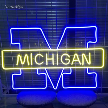 Michigan Neon Znak Podpore po Meri Univerza Ime, Logotip Led Neon Luči Znake Soba Stenski Dekor 45*28 cm