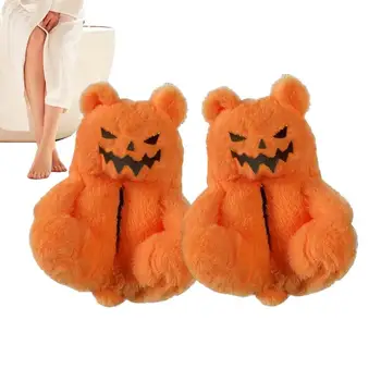 Natikači Halloween Fuzzy Živali Copate Luč Bučno Nosi Copate Udobno In Toplo Noč Čarovnic Copate Za Počitnice