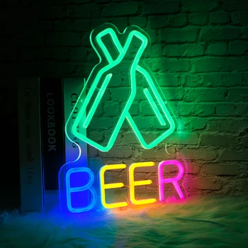Pivo Steklenica Led Neon Znak, Trgovina, Bar, Restavracija Hotel Dekorativne Luči Neonske Spalnica Steno v Kuhinji Osebno Dekor Noč Jagnje, USB