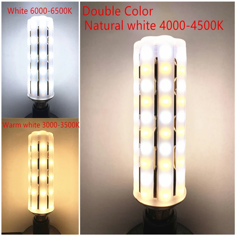 10 Kos/Veliko 12W 16W 220V/AC Žarnica E14 E27 LED Dvojna Barvna Svetilka SMD Koruza Žarnice Žarnice, scenografija, lestenec toplo bela1