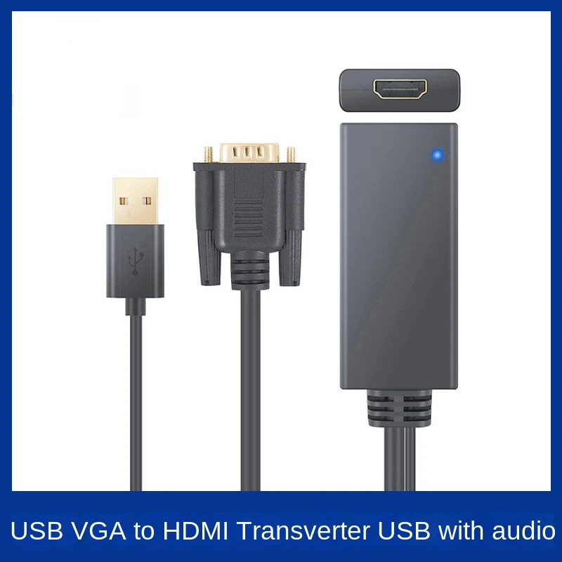 Kompakten VGA HDMI je združljiv Prilagodilnik Pretvornika s 1080P HD USB Avdio Pretvorbo Kabel0