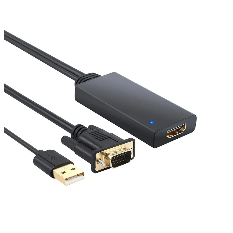 Kompakten VGA HDMI je združljiv Prilagodilnik Pretvornika s 1080P HD USB Avdio Pretvorbo Kabel2