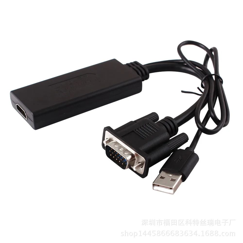 Kompakten VGA HDMI je združljiv Prilagodilnik Pretvornika s 1080P HD USB Avdio Pretvorbo Kabel5