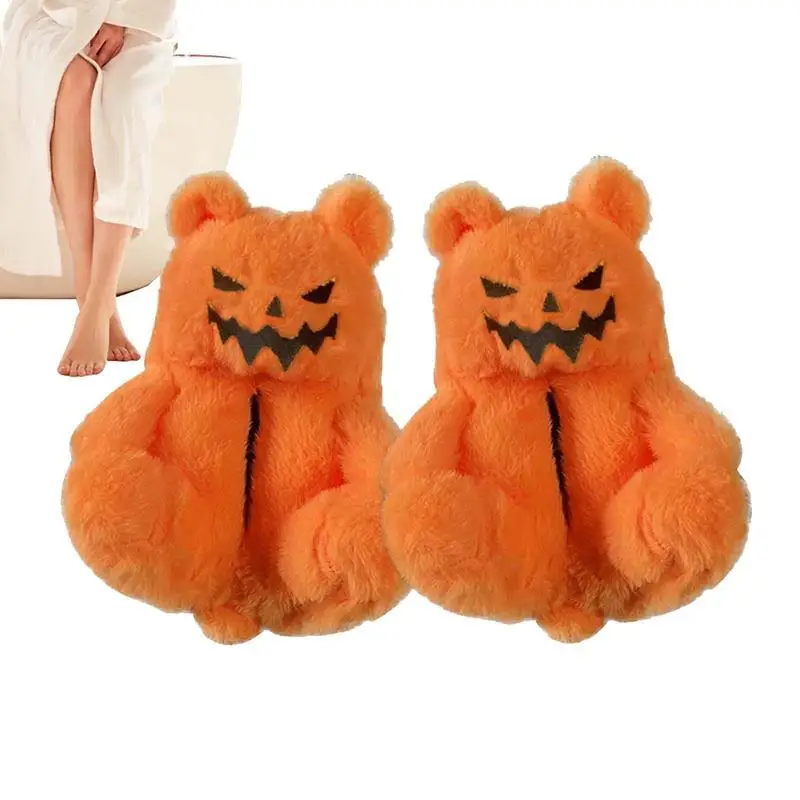 Natikači Halloween Fuzzy Živali Copate Luč Bučno Nosi Copate Udobno In Toplo Noč Čarovnic Copate Za Počitnice0