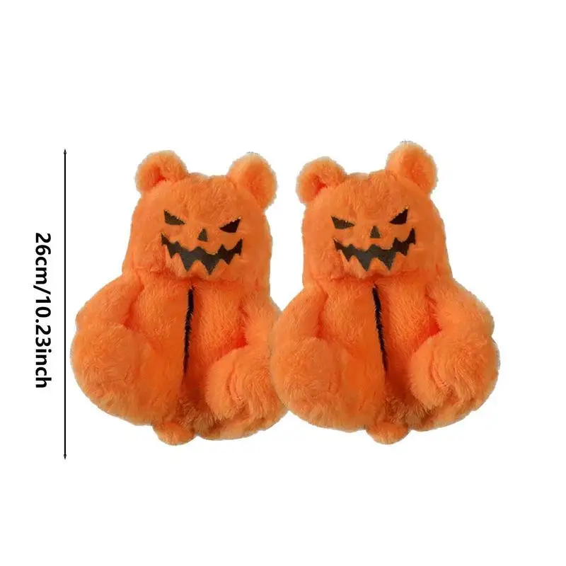 Natikači Halloween Fuzzy Živali Copate Luč Bučno Nosi Copate Udobno In Toplo Noč Čarovnic Copate Za Počitnice4