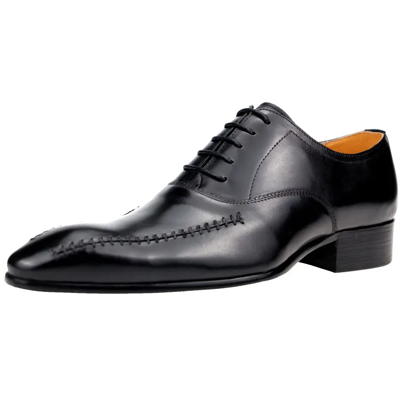 Oxfords Obutev za Moške, Modni Črno Modra Poslovnih Čipke-up Pravega Usnja Urad Obleko Čevlje Zapatos De Vestir Hombre1