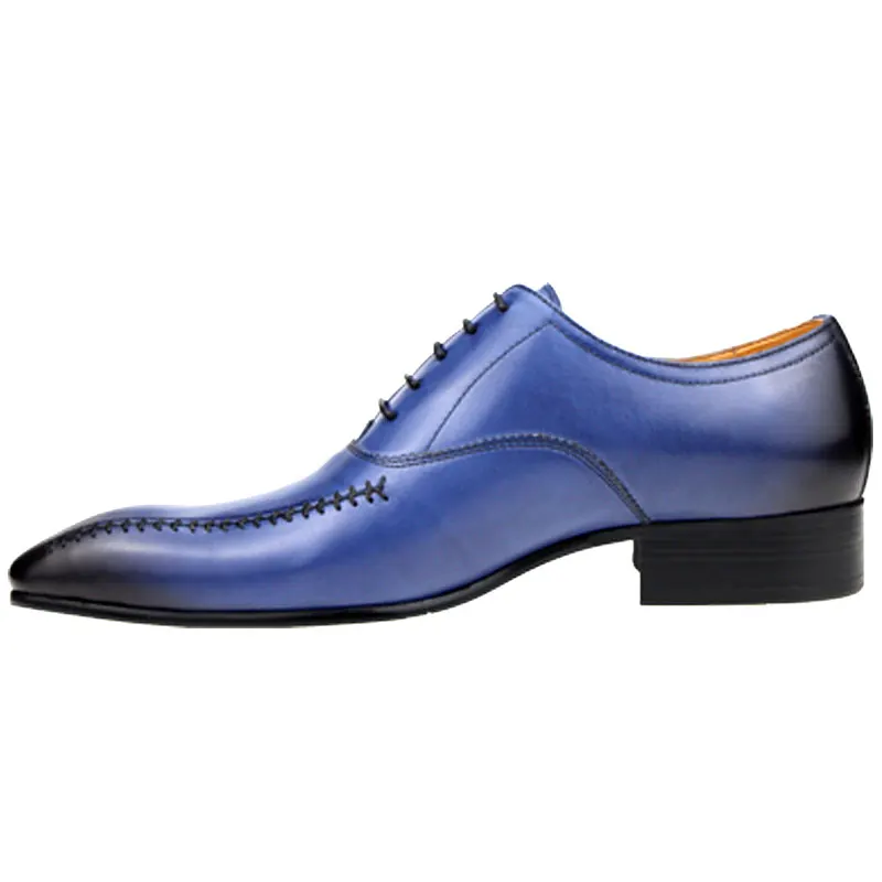 Oxfords Obutev za Moške, Modni Črno Modra Poslovnih Čipke-up Pravega Usnja Urad Obleko Čevlje Zapatos De Vestir Hombre2