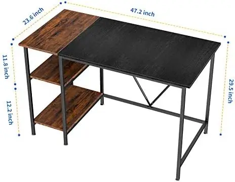 palčni Računalniški Mizi z 2-Tier Polico Home Office Pisanje Delovnega Študija Desk Sodobne Preprost Stil Laptop Tabela z Storag5