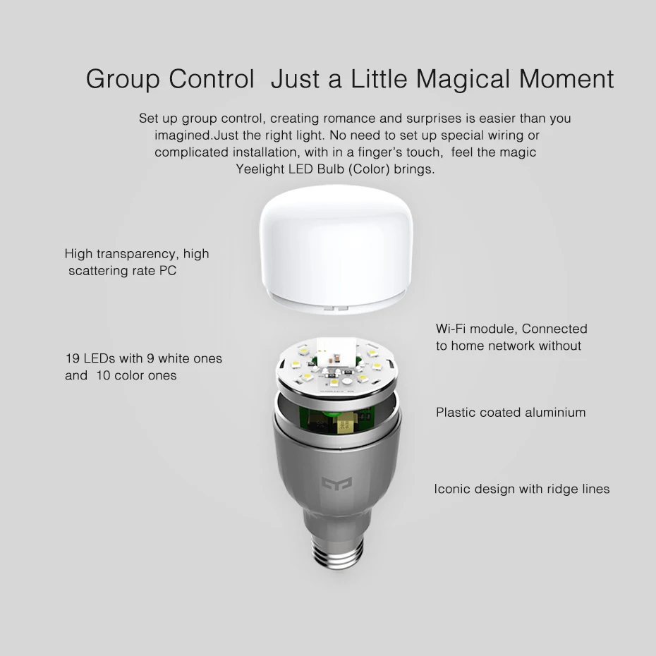 Yellight Wifi Smart Žarnica Zatemniti 16Milliion Barve APP Nadzor Led Čarobno Spot Žarnica Svetlobo Deluje Z IFTTT4