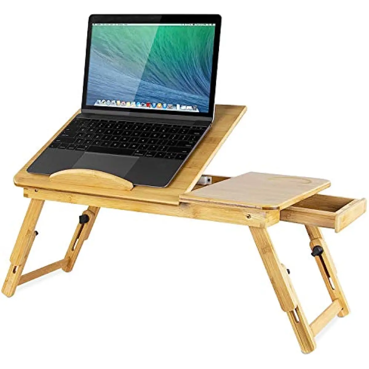 Zložljivi Laptop Desk za Posteljo Prenosni Računalnik Pladenj za Kavč Tabela za Pisanje 4 Koti Nastavljiv Laptop Mizo s Skodelico Imetnika0