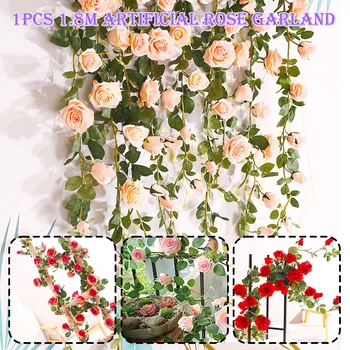 1 Kos Umetno Cvetje Trte Rose DIY Poročno Dekoracijo Ponaredek Cvet Sobi Doma Stranka Dekor Steni Visi Garland Rastlin