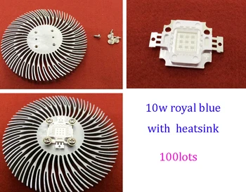 100 kozarcev/veliko 10w watt Kraljevsko Modra 445-450nm led COB Bridgelux led oddajnik diodami z led 10w heatsink za Diy