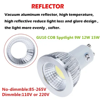 10X high power LED žarnica GU10 9W 12W 15W LED COB pozornosti sijalka gu10 žarnica toplo cool white AC110V 220V LED osvetlitev