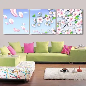 2017 Realnem Času (omejeno Št Neuokvirjeno Cvet Sodobne Sakura Platno Wall Art Doma Dekor Slike 3 Kos/nastavite Ročno Poslikane Freske