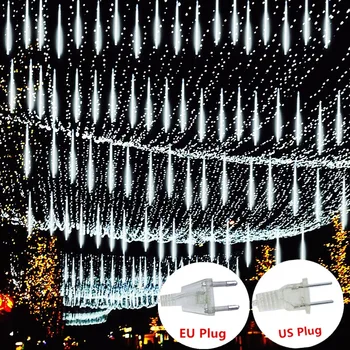 32/24/16/8Tubes Božič LED Meteor Tuš Garland Trak Svetlobe na Prostem Pravljice Niz Luči za Ulici Vrt Dekoracijo Navidad