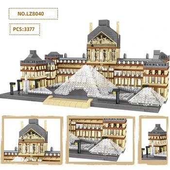 3377pcs Svetovne Znamenitosti, Muzej Louvre 3D Model gradniki DIY Mesto Street View Skupščine Opeke Izobraževalne Igrače za Otroke