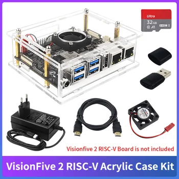 Akril Primeru za Visionfive 2 RISC-V Odbor Pregledna, Jasno Ohišje Dodatni Hladilni Ventilator za napajalnik za Visionfive 2 RISC-V