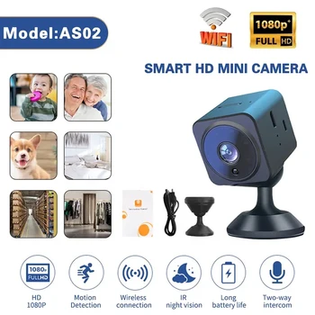 AS02 Mini IP Kamera, WiFi HD 1080P Ir Nočno Vizijo Nadzor Video Kamere za Smart Home Security Varstvo Otroka Monito