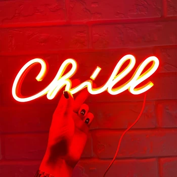 Chill Logotip Neon Znak, Prilagojeno po Meri LED Neonski Znaki Stenski Dekor Za Spalnico Bar Klubu Cafe, Trgovina Home Dekoracijo Svetlobe Darilo