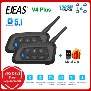 EJEAS V4 Plus Čelada Slušalke 2-4 Kolesarji Bluetooth Interkom 1500M Dupleks Intercomunicador Mikrofon Slušalke Slušalke