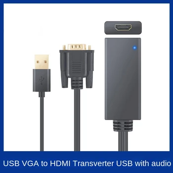 Kompakten VGA HDMI je združljiv Prilagodilnik Pretvornika s 1080P HD USB Avdio Pretvorbo Kabel