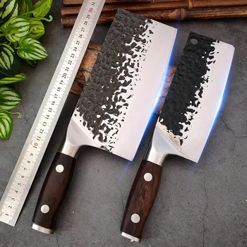 Kuhinjski Noži Cleaver Mesa Sekljanje Zelenjave Mesar Nož Leseni Ročaj Kuhar Cleaver Noži Ročno Kovane Rezila Kitajski Noži