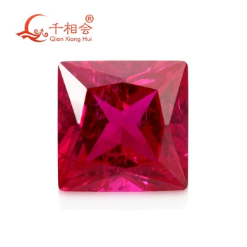 kvadratne oblike umetno rubinasto rdeče barve princesa cut tudi manjše razpoke in vključitev korund svoboden gem kamen