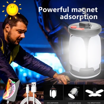 LED Zložljive Sončne Garaža Lahka Akumulatorska Noč Svetlobe Kampiranje Šotor Powerbank Sili lahki Prenosni Reflektorji Luč