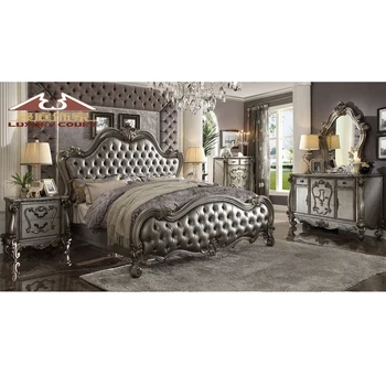 Longhao posebne izvedbe euroepan luksuzni trdne lesene srebro spalnica set