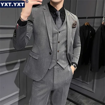 Luksuzna moška Obleka 2023 Nove Priložnostne Poslovnih Jopič Telovnik Hlače 3 Kos Gospod Formalno Jopičem Večer Poročno Obleko Hlače