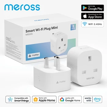Meross 2 Paket 16A Važno, WiFi Smart KRALJESTVU Vtič z Energijo Spremljati Timer Funkcija Podporo Apple Homekit Google Alexa Smartthings