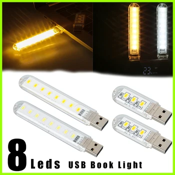 Mini Prenosni USB LED Knjiga Svetlobe 5 Ultra Svetla Branje Knjige Lučka 3leds 8leds Luči Za Moč Banke PC, Laptop, Prenosnik