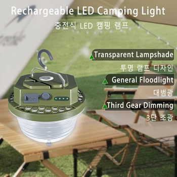 Novo 6600Mah Prenosni Kamp Lahka Visoko zmogljiva Svetilka, Polnilne, Večnamensko LED Močno Magnetno Šotor Svetlobe Doma v Sili