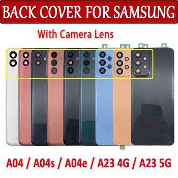 NOVO Nazaj Zadnji Pokrovček Za Samsung Galaxy A04 A04S A04E A23 4G 5G pokrov Ohišja Baterije hrbtni pokrovček S Kamero Steklo Objektiva