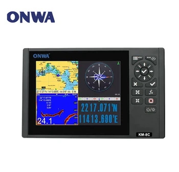 ONWA KM-8C 8-palčni GPS-Chart Plotter z GPS, Fish Finder/globinomer/Echo c (podpira Razširil Funkcije)+rib pretvornik