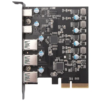 PCIe na USB 3.2 Gen 2 Sim z 20Gbps pasovne širine 5-Port (3X USB-A -2X USB-C) Pretvornik PCIE Cepilec za Windows 10/8