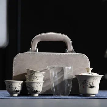 Porcelan Kitajski Stil Potovanja Puer Čaja Lonec Nastavite Pokal Kung Fu Luksuznih Daril Prenosni Teaware Čaj Storitev Kuhinjski Pribor