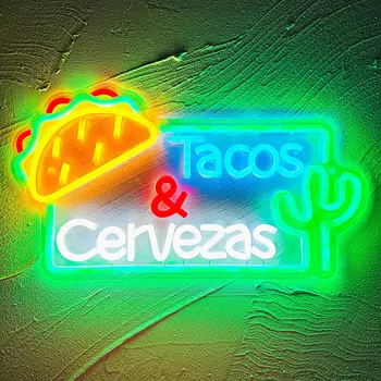 Tacos Neon Znak Tacos & Cervezas LED Neon Luči Mehiško Hrano Neonskih Luči Ulica Hrane LED Prijavite Dekor Tacos Trgovina Busniess Neon