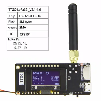 TTGO ESP32-Paxcounter LoRa32 V2.1 1.6 Različica 433/868/915MHZ LoRa ESP-32 OLED 0.96 Palčni SD Kartico Bluetooth, WIFI Modul