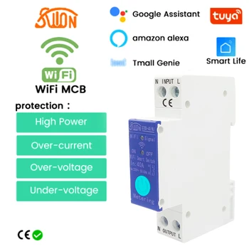 Tuya WiFi MCB inteligentni odklopnika merjenja moči 1-63A brezžičnim daljinskim upravljalnikom preklopite prevelik tok undervoltage protecti