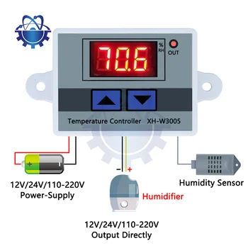 W3005 12V 24V 220V Digitalni Vlažnost Krmilnik instrument Vlažnost nadzor Stikalo hygrostat Higrometer SHT20 senzor Vlažnosti