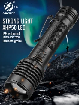 XHP50 LED Svetilka Visoke Moči Kampiranje, Ribolov Baklo USB Polnilne 18650 Taktično Luč Prenosna Nepremočljiva Zoom Svetlobe
