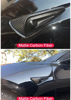 Za Tesla Model 3 2021-2022 Model Y Avto Strani Oznako Vključite Signal Kritje Strani Fotoaparata Fender OverlayCarbon Vlaken Pravi Ogljikovih Vlaken